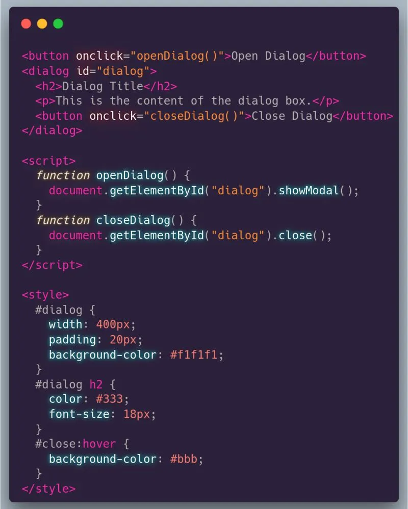 Create a modal with just HTML
